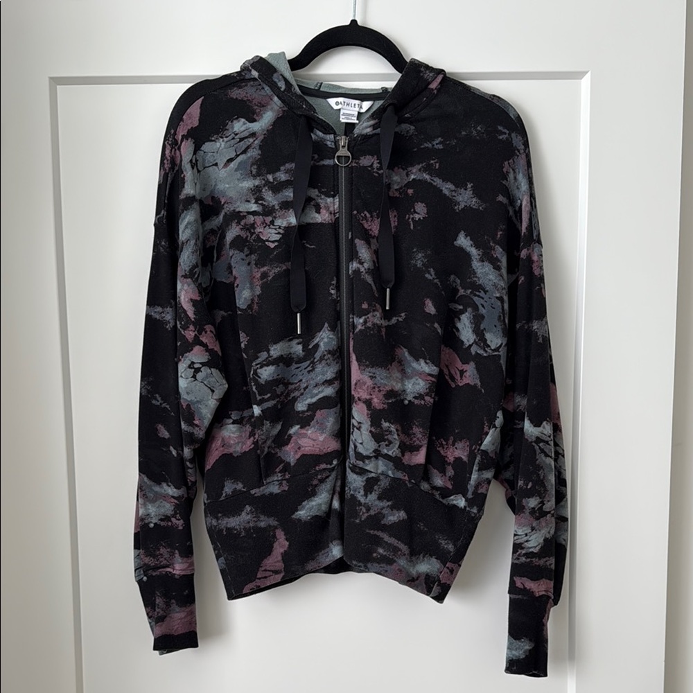 Athleta Black and Gray Tie-Dye Jacket